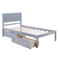 Twin Size Platform Bed, Elegant Kids Wood Bed Frame with 2 Drawers, Minimalistic Wood Platform Bed with Solid Pine Wood Headboard, Wood Slat Support Mattress Foundation, Twin, White, SS953