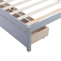 Twin Size Platform Bed, Elegant Kids Wood Bed Frame with 2 Drawers, Minimalistic Wood Platform Bed with Solid Pine Wood Headboard, Wood Slat Support Mattress Foundation, Twin, White, SS953
