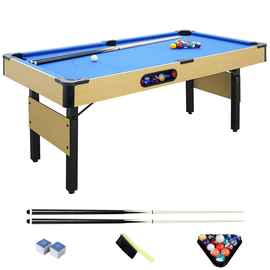 Segmart 6 FT Billiards Table, Portable Pool Table with Automatic Ball Return System for Families, Easy Folding for Storage, Classic Blue Nylon Cloth, Includes Balls, Cues, Felt Brush, Blue
