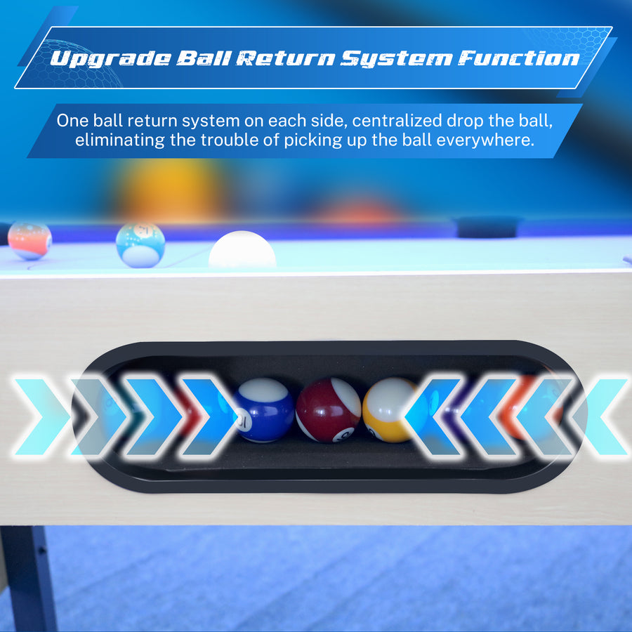 Segmart 6 FT Billiards Table, Portable Pool Table with Automatic Ball Return System for Families, Easy Folding for Storage, Classic Blue Nylon Cloth, Includes Balls, Cues, Felt Brush, Blue