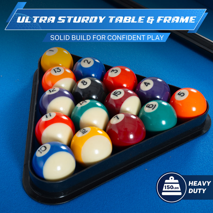 Segmart 6 FT Billiards Table, Portable Pool Table with Automatic Ball Return System for Families, Easy Folding for Storage, Classic Blue Nylon Cloth, Includes Balls, Cues, Felt Brush, Blue