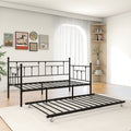 Metal Daybed Frame Twin Size Platform with trundle, metal trundle Daybed wth Roll Out Trundle and Slat Support, No Box Spring Needed, Built-in Casters, Easy Assembly, Black