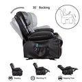 Segmart Massage Recliner Chairs with Remote Control, PU Leather Ergonomic Recliner Chair with Bread-Type Handrail & Padded Seat Backrest, Black, S12549
