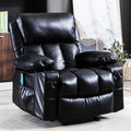 Segmart Massage Recliner Chairs with Remote Control, PU Leather Ergonomic Recliner Chair with Bread-Type Handrail & Padded Seat Backrest, Black, S12549
