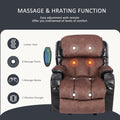 Segmart Massage Recliner Chairs with Remote Control, PU Leather Ergonomic Recliner Chair with Bread-Type Handrail & Padded Seat Backrest, Black & Brown