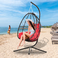 Patio Lounger Egg Chair, Outdoor Hanging Chaise Swing Egg-Shaped Chair w/Hanging Kits, Durable All-Weather UV Wicker Patio Rattan Lounge Chair for Bedroom, Patio, Deck, Yard, Garden, 350lbs, SS1993