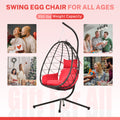 Patio Lounger Egg Chair, Outdoor Hanging Chaise Swing Egg-Shaped Chair w/Hanging Kits, Durable All-Weather UV Wicker Patio Rattan Lounge Chair for Bedroom, Patio, Deck, Yard, Garden, 350lbs, SS1993