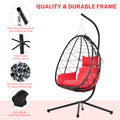 Patio Lounger Egg Chair, Outdoor Hanging Chaise Swing Egg-Shaped Chair w/Hanging Kits, Durable All-Weather UV Wicker Patio Rattan Lounge Chair for Bedroom, Patio, Deck, Yard, Garden, 350lbs, SS1993