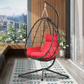 Patio Lounger Egg Chair, Outdoor Hanging Chaise Swing Egg-Shaped Chair w/Hanging Kits, Durable All-Weather UV Wicker Patio Rattan Lounge Chair for Bedroom, Patio, Deck, Yard, Garden, 350lbs, SS1993
