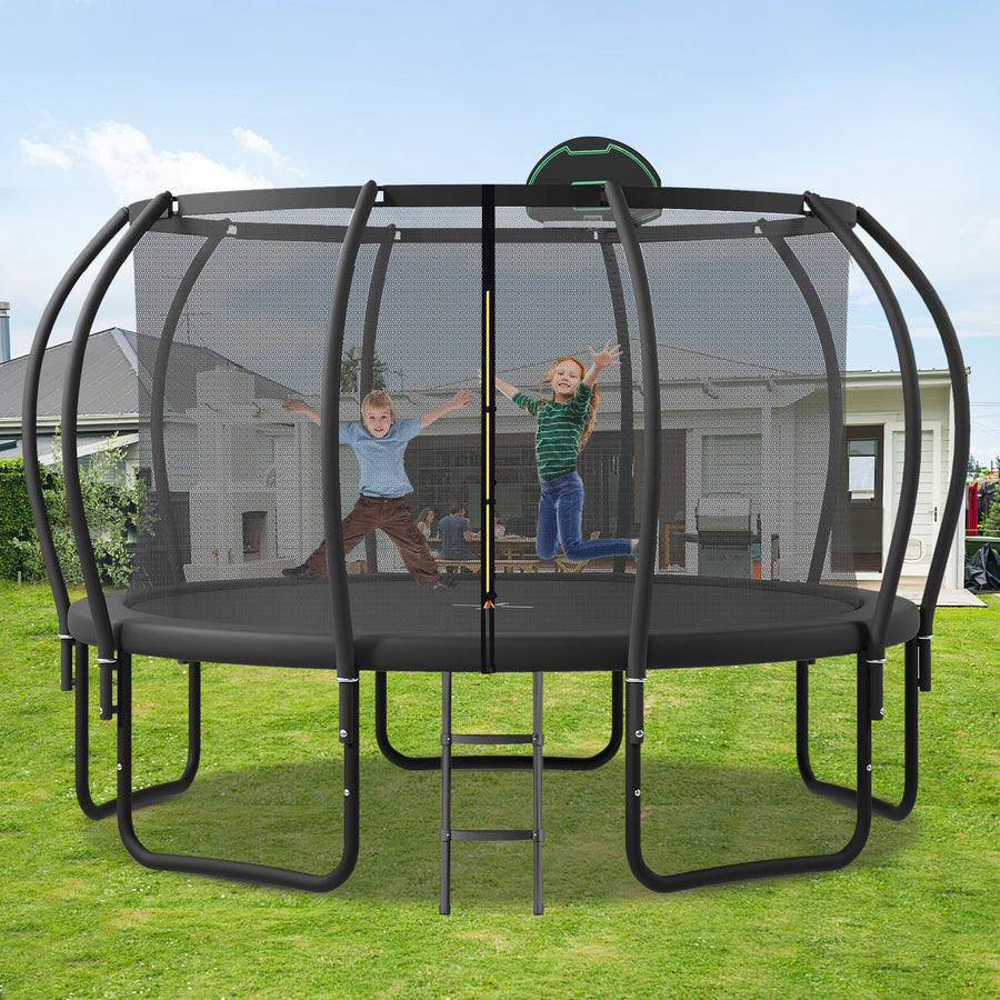 SEGMART 12FT Trampoline for Kids, New Upgraded 12-Feet Outdoor Trampoline with Safety Enclosure Net Jumping Mat and Spring Cover Padding, Heavy-Duty Round Backyard Bounce Jumper Trampoline