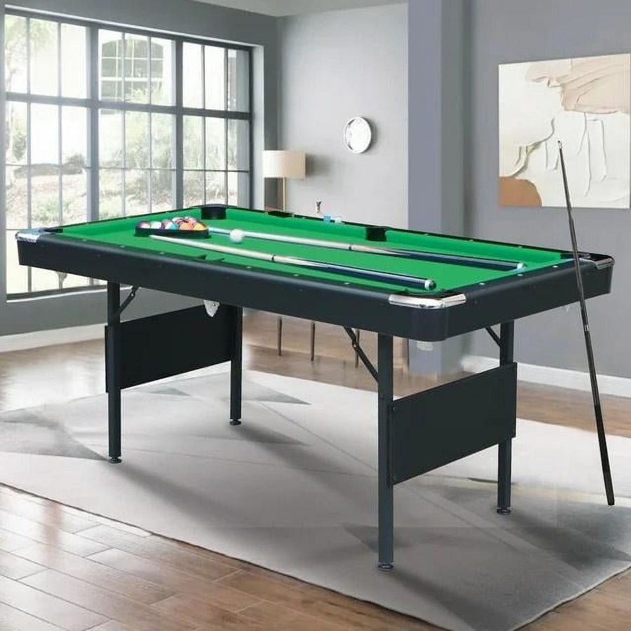 SEGMART 6 Ft Folding Pool Table, Multifunctional Billiard Table, Dining Table, Indoor Game Table, All Accessories Included, Beige with Blue Felt