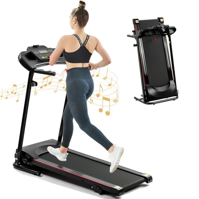 SEGMART Electric Foldable Treadmill w/3 Manual Adjustable Incline, 14'' Wide Tread Belt Treadmills for Home, Digital Exercise Machine with 12 KM/h Max Speed for Home & Gym Cardio Fitness, S5562