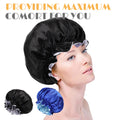 Segmart Satin Bonnet for Sleeping, Breathable Soft Elastic Band Silk Bonnet for Black Women Natural Hair Care, Reversible Double Layer Large Sleep Cap, Included Silk Scrunchy, Black