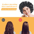 Segmart Satin Bonnet for Sleeping, Breathable Soft Elastic Band Silk Bonnet for Black Women Natural Hair Care, Reversible Double Layer Large Sleep Cap, Included Silk Scrunchy, Black