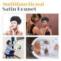 Segmart Satin Bonnet for Sleeping, Breathable Soft Elastic Band Silk Bonnet for Black Women Natural Hair Care, Reversible Double Layer Large Sleep Cap, Included Silk Scrunchy, Black