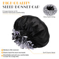 Segmart Satin Bonnet for Sleeping, Breathable Soft Elastic Band Silk Bonnet for Black Women Natural Hair Care, Reversible Double Layer Large Sleep Cap, Included Silk Scrunchy, Black