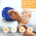 Segmart 2 Pieces Satin Bonnet for Sleeping, Breathable Soft Elastic Band Silk Bonnet for Black Women Natural Hair Care, Reversible Double Layer Large Sleep Cap, Included Silk Scrunchy, Black & Blue