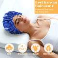 Segmart Satin Bonnet for Sleeping, Breathable Soft Elastic Band Silk Bonnet for Black Women Natural Hair Care, Reversible Double Layer Large Sleep Cap, Included Silk Scrunchy, Blue