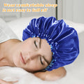 Segmart 2 Pieces Satin Bonnet for Sleeping, Breathable Soft Elastic Band Silk Bonnet for Black Women Natural Hair Care, Reversible Double Layer Large Sleep Cap, Included Silk Scrunchy, Blue