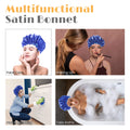 Segmart Satin Bonnet for Sleeping, Breathable Soft Elastic Band Silk Bonnet for Black Women Natural Hair Care, Reversible Double Layer Large Sleep Cap, Included Silk Scrunchy, Blue