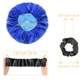 Segmart Satin Bonnet for Sleeping, Breathable Soft Elastic Band Silk Bonnet for Black Women Natural Hair Care, Reversible Double Layer Large Sleep Cap, Included Silk Scrunchy, Blue