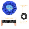 Segmart 2 Pieces Satin Bonnet for Sleeping, Breathable Soft Elastic Band Silk Bonnet for Black Women Natural Hair Care, Reversible Double Layer Large Sleep Cap, Included Silk Scrunchy, Blue