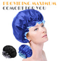 Segmart 2 Pieces Satin Bonnet for Sleeping, Breathable Soft Elastic Band Silk Bonnet for Black Women Natural Hair Care, Reversible Double Layer Large Sleep Cap, Included Silk Scrunchy, Black & Blue