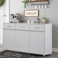 52'' X 15.7'' X 32'' Buffet Cabinet, Console Table with 3 Storage Drawers and 3 Cabinets, Kitchen Sideboard Table with Steel Tube Legs, White Console Table for Dining Room Furniture Cupboard, S1372