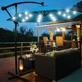 Solar Umbrellas, SEGMART 10FT Patio Umbrella with 32 LED Lights, Cantilever Outdoor Umbrella with Crank, Cross Base, Market Umbrella, Backyard Offset Umbrella for Garden, Lawn, Yard, Blue