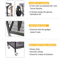 Segmart Sports Equipment Organizer for Ball Storage, Garage Storage Rack with Baskets and Hooks, Rolling Storage Cart for Storage Basketballs, Baseball Bats, Footballs, Tennis Rackets, Black, Steel