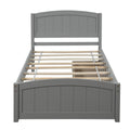 Twin Wood Bed Frame, Kids Platform Twin Bed with 2 Storage Drawers and Headboard, Platform Bed Frame Mattress Foundation with Wood Slat Support for Kids, Teens, White, SS914