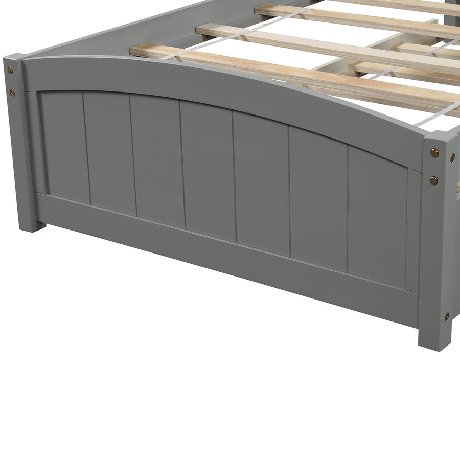 Twin Wood Bed Frame, Kids Platform Twin Bed with 2 Storage Drawers and Headboard, Platform Bed Frame Mattress Foundation with Wood Slat Support for Kids, Teens, White, SS914