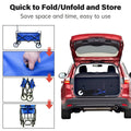 Collapsible Rolling Wagon Utility Cart w/ Wheels, 40.5"x21"x46.5" Folding Utility Canopy Wagon w/Adjustable Handle, 2 Mesh Cup Holders, for Outdoor, Beaches, Gardens, Parks, Shopping, S10483