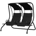SEGMART 2-Person Outdoor Porch Swing Chair, Patio Swing Glider with Canopy, Outdoor Swings with, 2 Cup Holders and Weather Resistant Steel Frame for Patio, Garden, Poolside