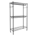 Portable Clothes Rack, Heavy Duty Hanging Garment Rack with Wheels and Side Hooks, 3 Shelves Wire Shelving Rack With Double Hanger Rods, Freestanding Closet Wardrobe Rack for Home Bedroom
