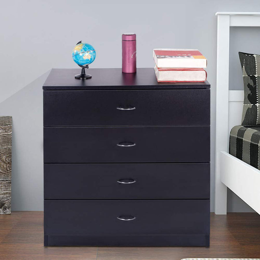 SEGMART 4 Drawers Chest of Drawers for Bedroom, 26'' x 13'' x 29'' Simple Elegant Dresser Cabinet w/Metal Handles, Durable MDF Wood Universal Chest Cabinet for Closet to Storing Clothes, Black, S7903