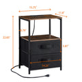 End Table with Charging Station & USB Ports, Side Table with 2 Drawers & Open Storage Shelf, Sofa Couch Table with Outlets, Narrow Nightstand Bedside Table for Living Room Bedroom, Rustic Brown