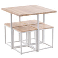 Dining Table Set, 4-Piece Wooden and Metal Home Dining Set with 4 Stools, Industrial Kitchen Table with Wood Tabletop and Steel Frame, Compact Dine Table for Apartments, S9990