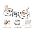 3-Piece Outdoor Patio Bistro Set, Patio Furniture Sets with 2 Rocking Metal Chairs and Glass Coffee Table, Textilene Fabric Small Patio Furniture Set for Yard, Garden, Balcony, Poolside