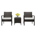 Patio Furniture Sets Clearance, 3 Piece Wicker Patio Set With Glass Dining Table, Modern Bistro Patio Set Rattan Chair Conversation Sets with Coffee Table for Backyard, Porch, Garden, Poolside, L4777