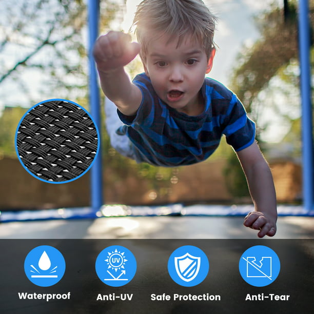 Outdoor Trampoline for Kids, New Upgraded 14' Outdoor Trampoline with Safety Enclosure Net and Ladder, Heavy-Duty Round Trampoline for Indoor or Outdoor Backyard, L