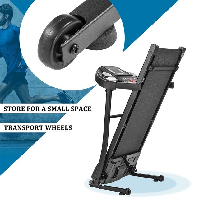 Indoor Folding Exercise Treadmills for Home, Smart Digital Foldable Exercise Motorized Running Treadmills, 16'' Wide Tread Belt, 12 KM/h Max Speed, Easy Assembly Motorized Running Machine, S5548