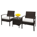 3 Piece Wicker Patio Set, Outdoor Patio Furniture Sets with Glass Dining Table, Modern Bistro Patio Set Rattan Chair Conversation Sets with Coffee Table for Backyard, Porch, Garden, Poolside,L4775