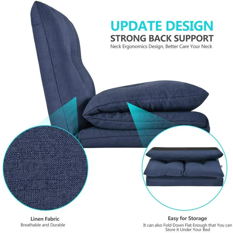 Floor Sofa Bed, Foldable Double Chaise Lounge Sofa Chair with Two Pillows, Adjustable Floor Couch and Sofa for Living Room and Bedroom, Lazy Sofa Floor Chair for Gaming, Sleeper and Reading, L2791