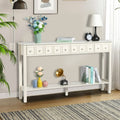 Tall Entryway Table with Bottom Shelf, SEGMART Entryway Sofa Table with 4 Drawers, Accent Buffet Sideboard Desk Table with Solid Wood Frame, 144lbs, Ivory White, SS1209