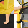 55'' Trampoline with Enclosure Net for Kids, Toddler Mini Trampoline for Outdoor Indoor, Kids Small Trampoline with No-Gap Design, Round Recreational Trampoline Birthday Gift for Boys Girls, Yellow