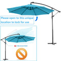 Solar Umbrellas, SEGMART 10FT Patio Umbrella with 32 LED Lights, Cantilever Outdoor Umbrella with Crank, Cross Base, Market Umbrella, Backyard Offset Umbrella for Garden, Lawn, Yard, Blue