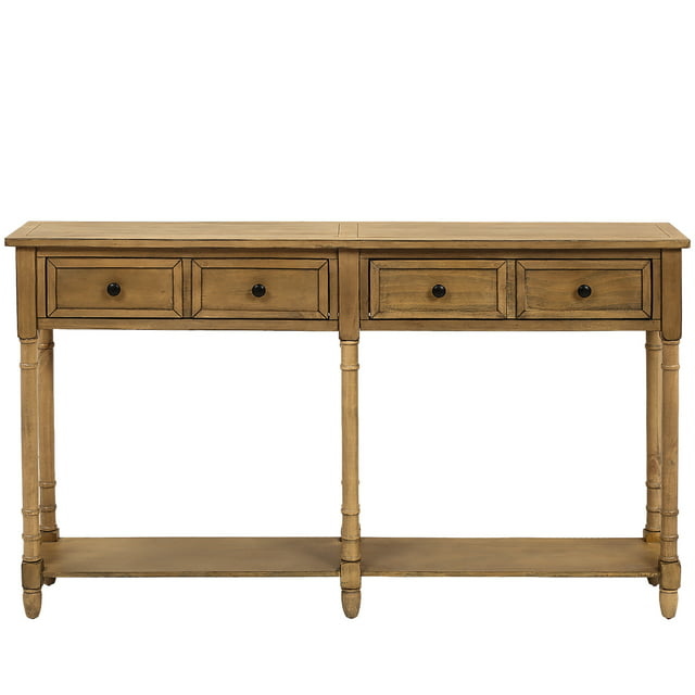 Tall Wood Console Table, Home Sofa Table with 2 Big Storage Drawers, Buffet Sideboard Desk w/Bottom Shelf, Retro Tall Console Table Accent Table for Entryway, Old Pine, 144lbs, SS1184