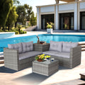 Segmart 4 Piece Rattan Wicker Patio Furniture, Outdoor Conversation Set with Storage Ottoman, All-Weather Rectangle Patio Sofa Wicker Set with Cushions for Backyard Garden Pool