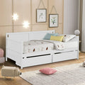 Segmart Twin Daybed Bed for Kid's Room, Farmhouse Style Solid Wood Twin Captain's Bed with 2 Storage Drawers, 200lbs, White